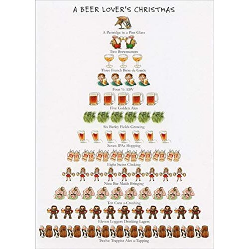 Beer Lover's Christmas - Box of 12 Holiday Cards and Envelopes - 12 Days of Christmas Series