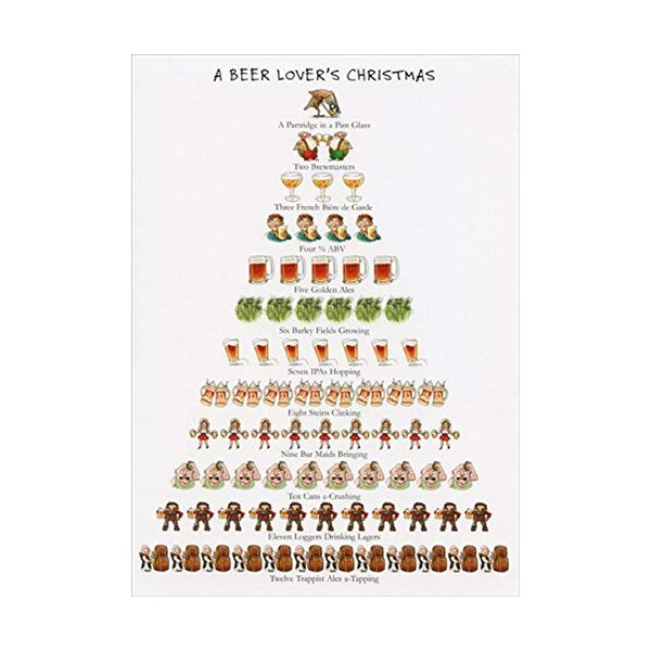 Beer Lover's Christmas - Box of 12 Holiday Cards and Envelopes - 12 Days of Christmas Series