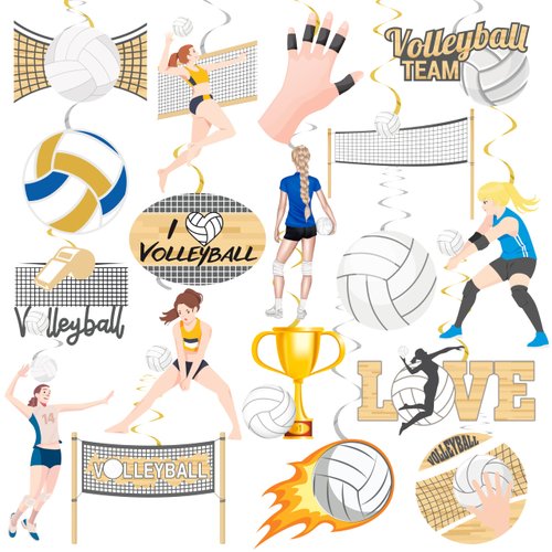 Volleyball Party Hanging Swirls Volleyball Party Hanging Decoration Volleyball Player Party Ceiling Streamers for Volleyball Theme Birthday Party DecorationBaby Shower Supplies