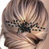 Black Teardrop Hair Side Comb Crystal Hair Pieces Rhinestone Headpieces Bride Wedding Hair Comb Bridal Hair Clip Side Combs Flower Headdress Hair Accessories for Women and Girls