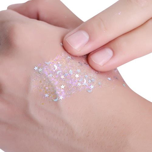 ONLYBETTER Face Glitter, Body Glitter, Glitter Makeup Face Paint for Eye Lip Hair, Festival Rave Accessories, Safe for Face, Easy Application & Removal, Purple Glitter