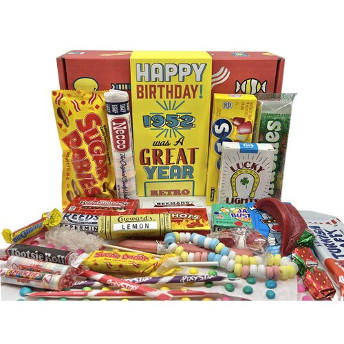 RETRO CANDY YUM ~ 1952 72nd Birthday Gift Box Nostalgic Candy Mix from Childhood for 72 Year Old Man or Woman Born Back in 1952 Jr