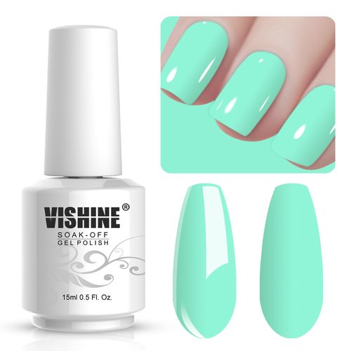 Vishine Gelpolish Gel Nail Polish Lacquer Shiny Color Soak Off UV LED Professional Manicure Turquoise(1594)