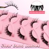 Fox Eye Lashes with Clear Band, Flu-ffy 22mm Long Cat-Eye Lashes Wispy Eyelashes that Look Like Extensions Faux Mink False Eyelashes Natural Look 7 Pairs pack(Clear-SN001)