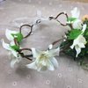 Lurrose Flower Crown Lily Flower Headband Hair Wreath Bridal Floral Crown Headdress Bohemian Garland for Wedding Festival (Beige)
