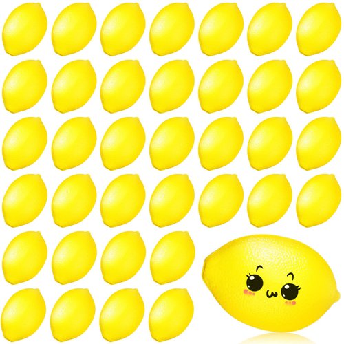36 Pcs Lemon Toys Lemon Relieve Stress Ball Party Favors Pu Foam Quick Rising Fruit Stress Relieve Toys for School Home Small Party Bag Fillers