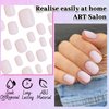 LoveOurHome 240PC Square Press on Nails Short Fake Nail, Short Press on Nails Square Light Pink Glue on Nail Full Cover Artificial Fingernail Girls Kids XS Acrylic Nail Press Nail with Adhesive Tab