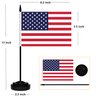 USA Desk Flag Set, 2 Pack American US Table Office Flags, Small Mini Desktop Flag With 12" Solid Black Pole, Black Base, Miniature Desktop Flag