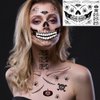 Halloween Makeup Temporary Halloween Tattoos Stickers Prank Chucky Witch Fake Face Decals Zombie Makeup Scar Skeletons Cosplay Tattoos for Adults Women Girls Kids DIY Eye Mouth Clown Makeup Kit Party