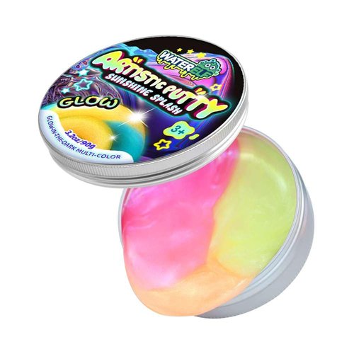 Waterelf Glow in The Dark Sensory Putty Multi-Color, Non-Toxic Stress Relief Putty, Non-Sticky Creative Fidget Putty Toy for Kids Boys Girls Adults - 3.11 Inch 3.2 Oz - P004-Pink/Yellow/Orange
