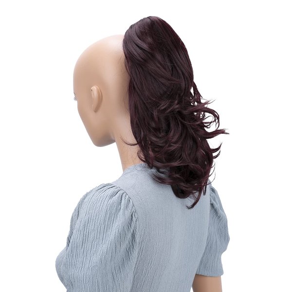 CAISHA 14" Wavy Clip On Ponytail With Butterfly Clip Hairpiece Heat-resistant Synthetic Fibres Dark Red H106