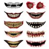 CMJSGG 10 Pcs Halloween Horror Mouth Temporary Tattoos Clown Scary Face Tattoos Prank Mouth Makeup Tattoos Stickers Big Mouth Decals for Adults Kids Halloween Party Cosplay, red black