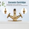 Aolemi Bathroom Sink Faucet Antique Brass Single Hole Cold and Hot Double Handle Cross Knobs Vanity Vessel Sink Basin Mixer Tap with Pop Up Drain with Overflow and Deck Cover Plate