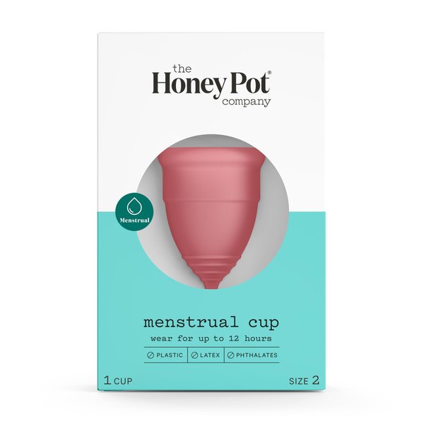 The Honey Pot Company - Menstrual Cup - 12 Hour Reusable Protection for Periods - Natural Feminine Hygiene Products - Hypoallergenic & Flexible Medical-Grade Silicone - Feminine Care - Size 2