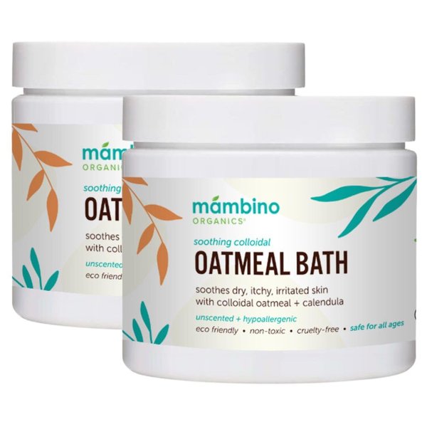 Organic Colloidal Oatmeal Bath Soak – 6oz 2-Pack of Oatmeal Powder for Dry, Irritated, Itchy Skin Relief – Cruelty-Free & Organic Bath Products for Adults Bath, Baby & Kids Bath by Mambino Organics