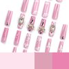 Rchovsam xl Press on Nails Square Extra Long Fake Nails Gold Butterfly Stick on Nails Glue on Nails Pink 3D Diamond Flowers Extra Long Press on Nails For Wemon and Girls 24pcs