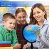 World Globe for Kids Learning, 8 inch Interactive Spinning Earth Globe for Children with Stand, Self-Assembled World Globes for Educational Geography Decorative Kids Room, Classroom, Adults Office