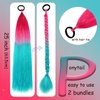 Kids Ponytail Extension With Hair Tie, Red Teal Mermaid Ponytail Extension, Crazy Hair Day, Colored Hair Extensions for Kids, Festival Hair, Rave Hair, Ombre Ponytail 2 Packs 25 inch