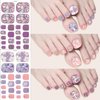 8 Sheets Toe Nail Wraps Semi Cured Gel Toenail Strips Decals Stick on Nail Polish Strips Supplies Glitter Toe Nail Stickers Self Adhesive Design Nail Strips Full Nail Wraps for Women Girl DIY Manicure