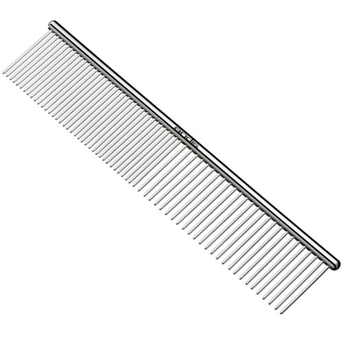 Andis 65730 Stainless-Steel Comb for Knots, Mats & Loose Hair Removal - Effective Dematting Tool, Comfortable, Lightweight, Portable & Safe for Dogs, Cats & Pets – Silver, 7-1/2-Inch