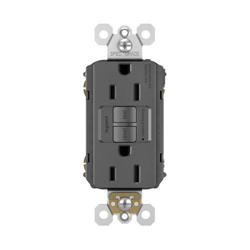 Legrand radiant 1597TRBKCCD4 15 Amp GFCI Self Test Tamper Resistant Decorator Duplex Outlet, Black (1 Count)