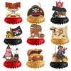 Gameza Pirate Party Decorations - 9PCS Pirate Party Honeycomb Centerpieces Table Decorations Pirate Decorations for Birthday Party Baby Shower Table Decoration Supplies Kids Boys