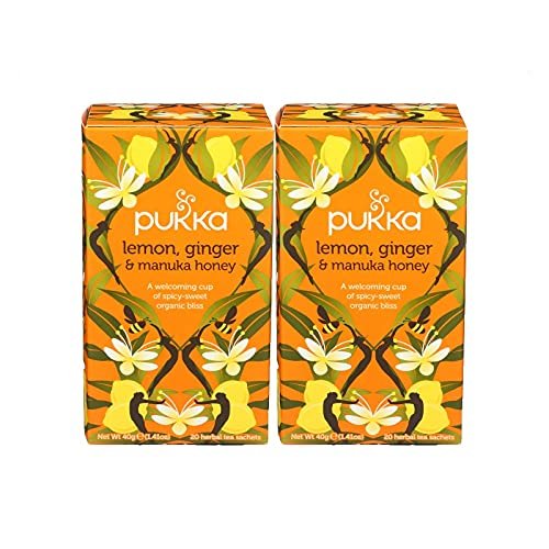 Pukka Herbal Teas Tea - Organic - Lemon Ginger and Manuka Honey - 20 Bags - Case of 6
