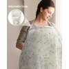 Blissful Diary Muslin Nursing Cover for Breastfeeding, Breathable Breastfeeding Cover up with Arch Neckline for Women, Nursing Apron (Botanical Leaf)