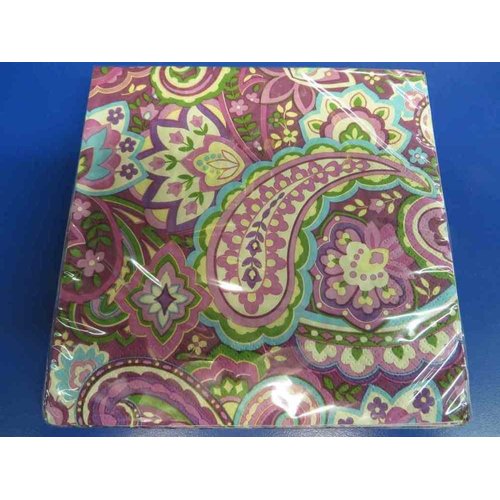 Amscan Decorative Plum Paisley Party Beverage Paper Napkins (16 Pack), 5 x 5, Red