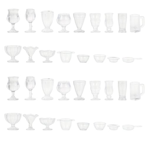 34 Pieces Mini Coffee Cups, 1:17 Plastic Mugs Tea Cup Keychain Miniature Transparent Cup for Dollhouse Decoration Doll Food Craft DIY