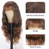 Sibeth Long Brown Wig with Bangs 26 inches Long Wavy Synthetic Hair Wigs Deep Brown Curly Wig Natural Looking Bangs Heat-Resistant for Women Daily Party Cosplay Use (With Bangs, 4T30)
