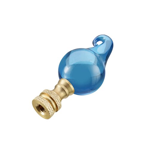 Aspen Creative 24016 Blue Glass Lamp Finial in Solid Brass Finish, 2 1/2" Tall (1 Pack)