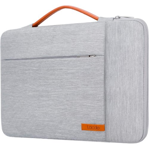 Lacdo 360° Protective Laptop Sleeve Case for 15 inch New MacBook Air M3 A3114 M2 A2941 2024-2023, 15 inch MacBook Pro A1990 A1707, Dell XPS 15 Plus 2022-2020 Computer Bag, Water-Resistant, Gray