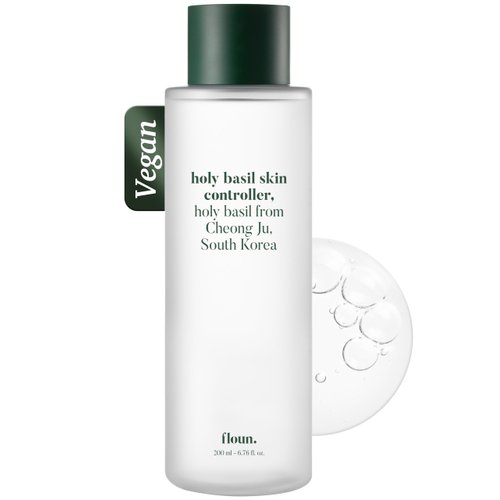 FLOUN Holy Basil Skin Controller Toner | Vegan Exfoliating Toner w/Basil Extract | Korean Skin Care Toner for Face | Hydrating Toner for Dry and Sensitive Skin (6.76 Fl. Oz)