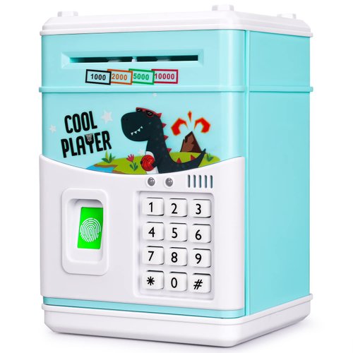 KMiKE Electronic Dinosaur Piggy Bank for Kids Cash Cartoon ATM Money Saver Bank for Kids with Password & Music Great Gift Toy for Kids Children (Dinosaur)