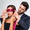 Whaline 2 Pack Satin Eye Cover Silk Sleeping face Cover Blindfold Tie 150 cm (Black Red and Black)