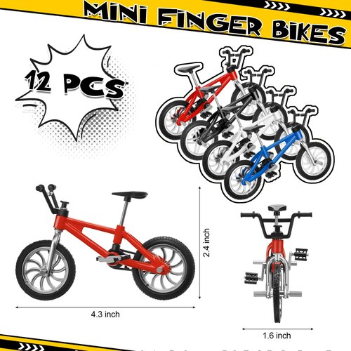 Gejoy 12 Pieces Finger Bikes Mini BMX Bike Mini Bicycle Toy Miniature Bike Figurine for Kids Adults Christmas Birthday Party Gifts Collections Decoration(Rustic Color)