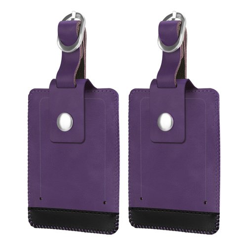 2 Pack Luggage Tags, Fintie Leather Name ID Labels with Privacy Cover for Travel Bag Suitcase
