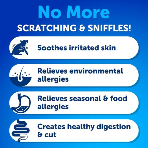 Dog Allergy Relief Chews - Itching Skin Relief for Dogs - Fish Oil - Omega 3 - Seasonal Allergies Pills - Skin & Coat, Anti Itch,Hot Spots Treatment - Canine Immune Health Supplement - 180 Soft Treats