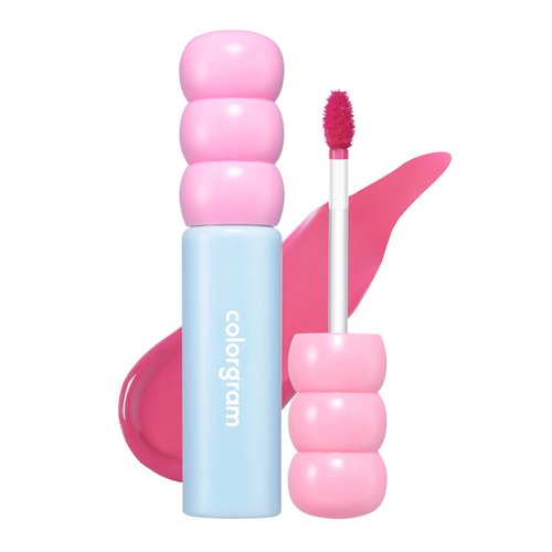 COLORGRAM Fruity Glass Tint 03 Soda Cool Peach | Glossy Dewy Lip Gloss, Highly Pigmented Peach, Pink Shade with Glowing effect, Buildable & Blendable 0.11 Oz.
