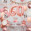 60th Birthday Decorations Retro Pink Rose Gold,60th Birthday Balloons,Happy 60th Birthday Banner with Cake Toppers Rose Gold Number 60 Balloons Confetti Balloons for Women Birthday Party Decorations