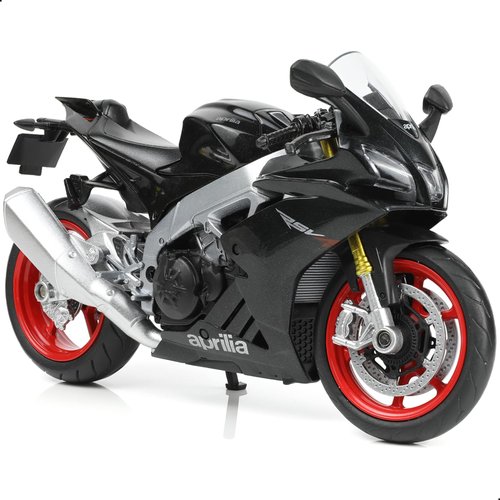 Risopen 1/12 Motorcycle Model Toy Mini Alloy Metal Diecast Motorcycle Model Black Motorcycle Model Toy Sport Motorcycle Racing Model Collection Gift for Men Kid Boy (RSV4 RR1000)