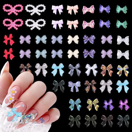 100Pcs 3D Bow Nail Charms Mix Color Variety Assorted Bows Nail Art Charms Cute Bow Nail Charms for Manicure DIY Crafts Accessories Jewelry