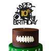 Black & Gold Glitter Football Happy 10th Birthday Cake Topper, Football 10th Birthday Party Decoration, Football Theme Happy 10th Birthday Party Supplies (10th)