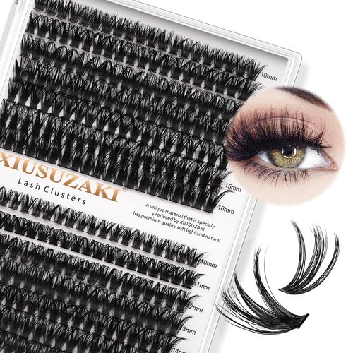 XIUSUZAKI Lash Clusters C Curl DIY Eyelash Clusters 60D+80D 280pcs Cluster Lashes 10-16mm Cluster Eyelash Extensions Individual Lashes Wispy Soft Lash Extensions At Home(60D+80D 0.07C,10-16mm Mixed)