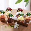 Ercadio 24 PCS Double Sided Tractor Cupcake Toppers Boy's Birthday Cupcake Toppers Decoration of Farm Party Decoration Tractor Theme Party Decor Supplies