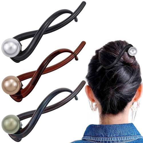 9Pcs Elegant Pearl Banana Clips French Twist Hair Pins Vintage Banana Hair Clip Ponytail Holder Hair Claw Clips Fashion Pearl Hairpin Barrettes Hair Accessories for Women