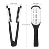 Hair Straightening Comb Styling Tools Boar Bristle Double Sided Brush Comb Clamp (Black White)