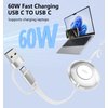 3-in-1 Retractable Multi Charging Cable, 100W Fast Charging USB-C/A to Lightning/USB-C/Micro USB Phone Charger Cord for iPhone 16/15, Samsung, MacBook, iPad （White）