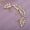 Teyglen Sparkly Rhinestone Wedding Hair Comb Headband Crystal Bridal Hair Side Comb Gold Silver Rhinestone Headpiece Hair Piece Hair Accessory for Women Bride Girls (Gold)